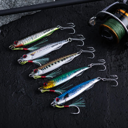 Goture Fishing Lure, Metal  Jig ,with  Single Head-Hook & Bright Body