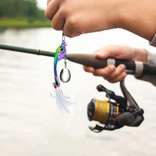 Spinner Bait Metal Vib Fishing Lure- Trolling Wobbler- Sinking Hard Bait for Bass, Trout, Walleye- Freshwater and Saltwater