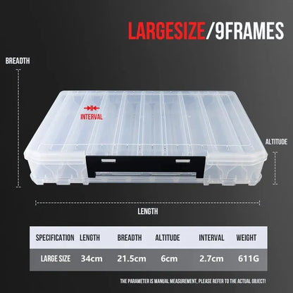 TAIYU 10/14/18 Compartment Double Sided Large Fishing Tackle Box for Storage Big Baits , High Quality Fishing Box