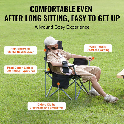 SucceBuy Outdoor Camping Chair, 350lbs High Load- Ultralight Folding Chair- Portable Beach, Hiking, Picnic, Travel Seat, Fishing Tool