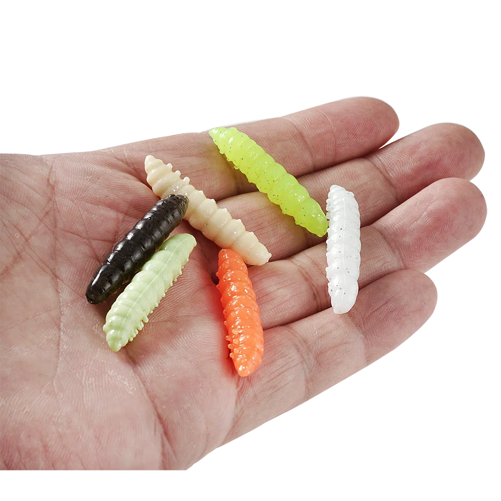 SUNMILE 12pcs Meal-Worm lures 4cm, Silicone Trout Baits--work REALLY well on PANFISH too! All SPECIES