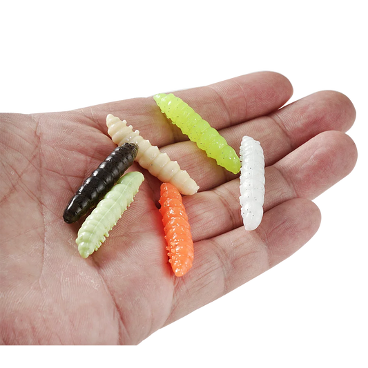 SUNMILE 12pcs Meal-Worm lures 4cm, Silicone Trout Baits--work REALLY well on PANFISH too! All SPECIES