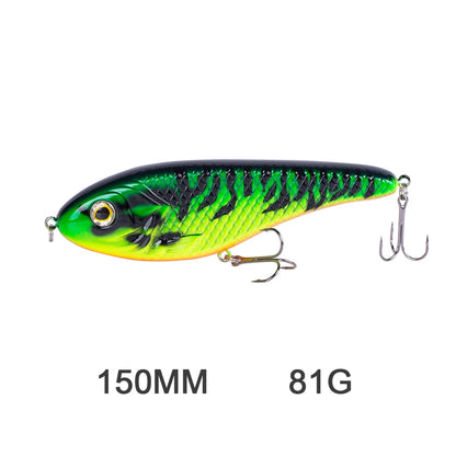 Hanlin Glide/Jerk-bait 75/90/120/150/mm 
FOR BASS, WALLEYE, PIKE, MUSKY, STEELHEAD, SALMON, CATFISH, STRIPERS & INSHORE SPECIES LIKE DRUM, SNOOK, SPECKLED TROUT