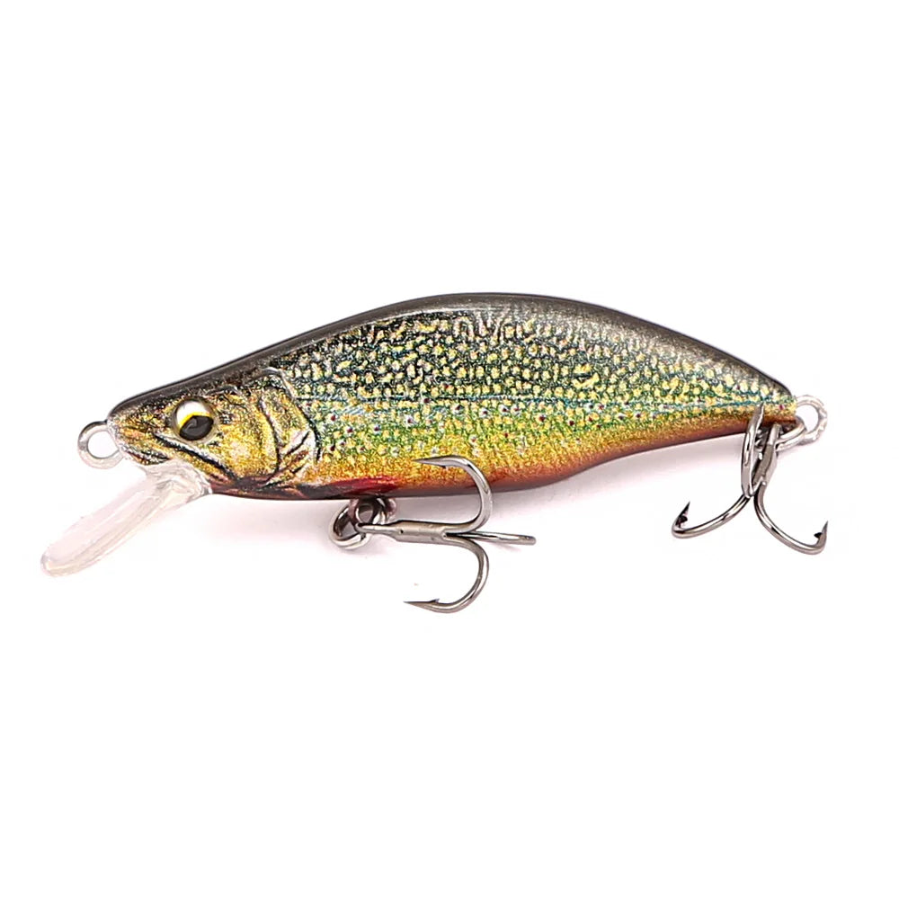 B&U Minnow Fishing Lure- Trout Pattern- Hard Bait, Assorted with Sharp Treble Hooks, Freshwater Lures for Bass, Trout, Pike