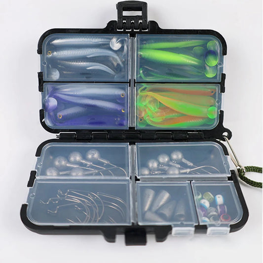 40pcs Silicone Lure Set with Jig Heads, for Carp, Pike, Zander, Bass, Eyes