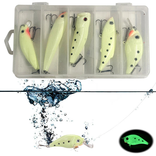 5 Pcs/Set Fishing Lures, Luminous Crankbait, for Night Fishing