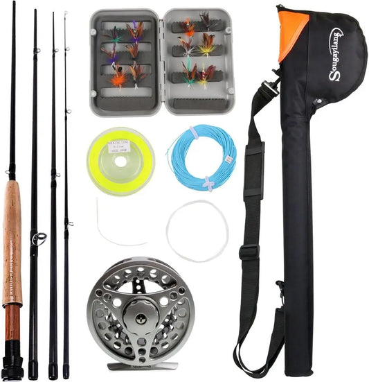 Complete Fly Fishing Rod and Reel Combo Kit for Saltwater, Freshwater Angling