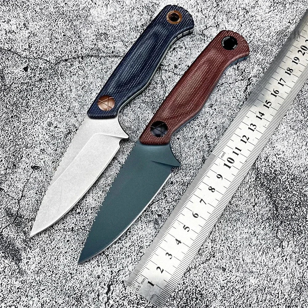 BM 203BT Fixed Blade Knife with Sheath D2 Steel Blade G10 Handle- Outdoor EDC Camping Knife, Hiking, Hunting, Survival Tool