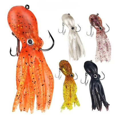 Ackibbik 5pcs Saltwater Squid Skirt- Soft Fishing Lure with Skirt Tail -Lingcod, Rockfish Jigs