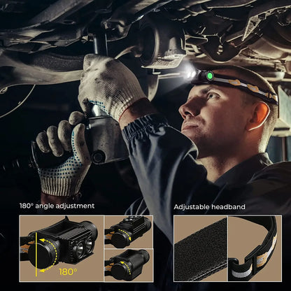 H25L USB Rechargeable 1000LM Headlamp with 18650 Battery, TN3535 5000K Headlight Camping Fishing Torch