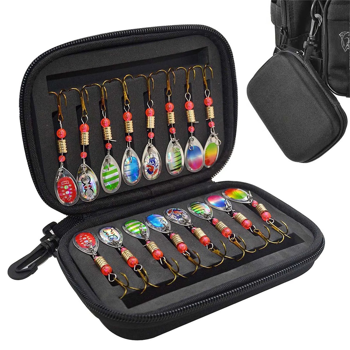 16Pcs Spinner Lure Fishing Set for Pike, Walleye, Trout, Bass, Salmon