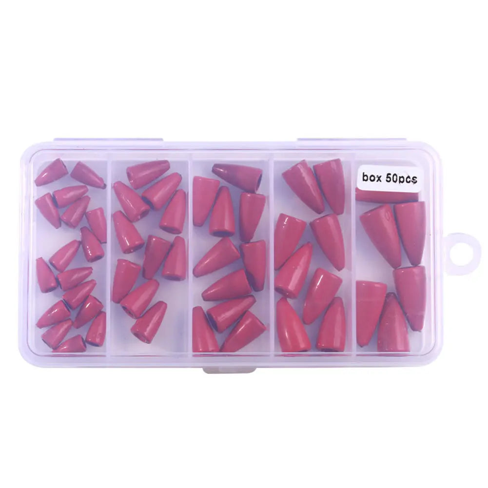 50PCs Bullet Fishing Sinkers, Worm Weights, Slip Fishing Gear Set for Bass Fishing, FOR TEXAS RIGGING