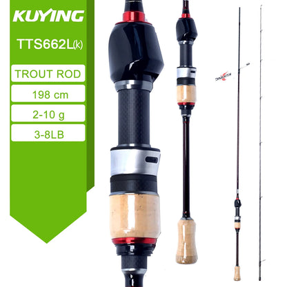 KUYING TETON L Light 1.98m 6'6" Carbon Fishing Rod Spinning Casting FUJI Reel Seat Ring 2-10g 3-8lb Medium Fast
