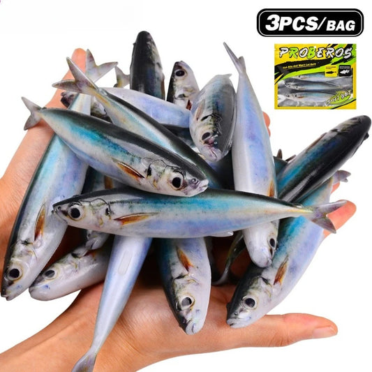 3PCS 14.5cm 33g Mackerel , Soft Bait,  Weightless Wacky & Neko Rig for Saltwater- Slow Sinking Fluke for Sea Bass, Tuna