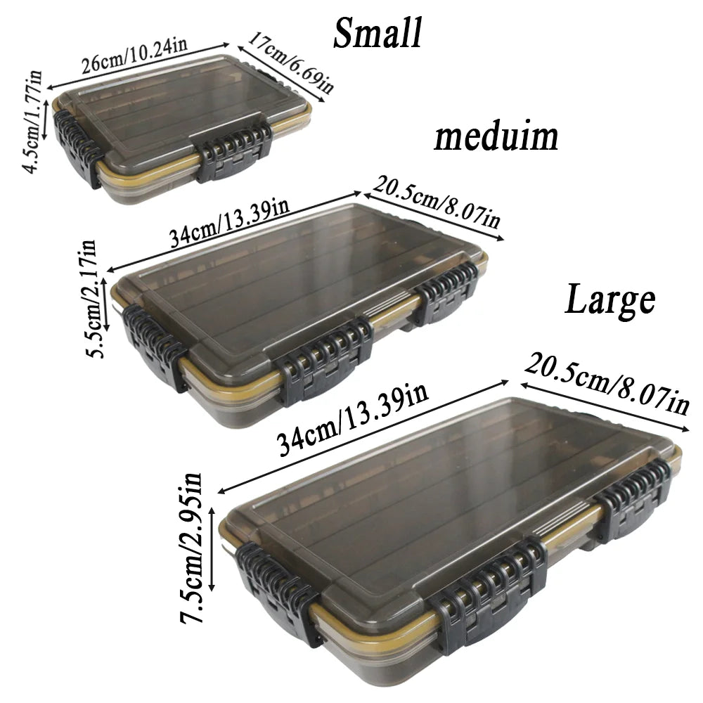 JSFUN Waterproof Floating Tackle Box S/M/L with Adjustable Dividers/Transparent Brown Anti-UV Lid
