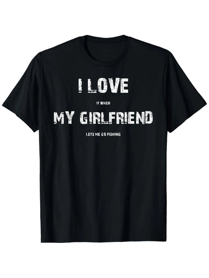 Funny Fishing Trip Couples T-Shirt Graphic  Black Shirt Cotton Regular Fit Round Neck