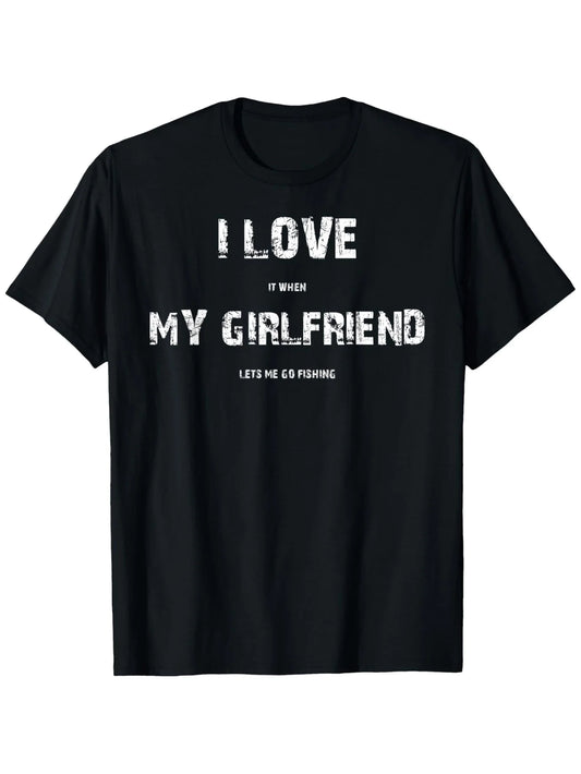 Funny Fishing Trip Couples T-Shirt Graphic  Black Shirt Cotton Regular Fit Round Neck