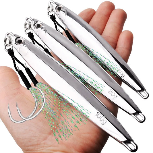 Jigging Lure 60g 80g 100g Long Casting, Hard Bait for Sea Bass, Big Gamefish