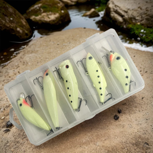 5 Pcs/Set Fishing Lures, Luminous Crankbait, for Night Fishing