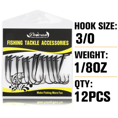 Dovesun 12PCS Ozark Rig Hooks/Jig-Heads, 3/0, for Saltwater & Freshwater