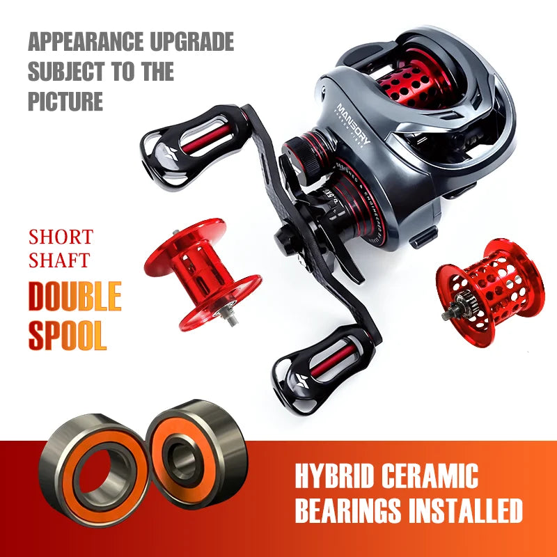 Seasir Mansory Baitcasting Fishing Reel 146g Ultralight Carbon 11+1 7.3:1 HS Ratio, Hybrid Ceramic Bearing- Double Spools