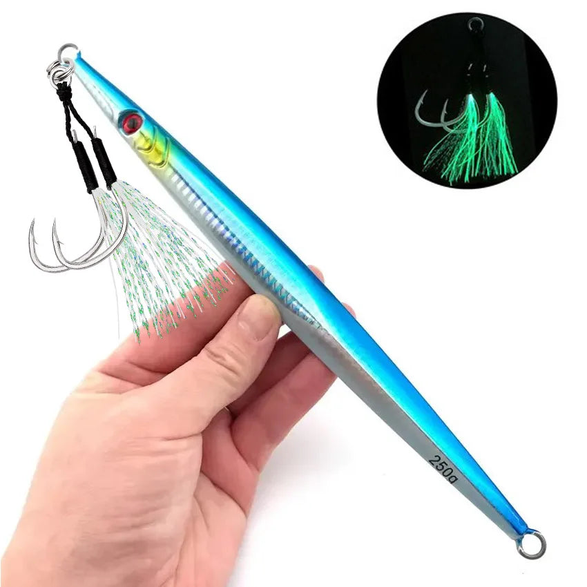 1pcs PELAGIC & BOTTOM FISH Jig - Fast Sinking And Slow Shaking, Luminous, Iron Plate 100g