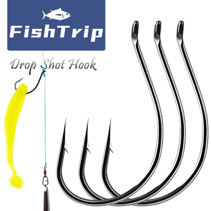 FishTrip 50-200pcs Drop Shot Hooks for Bass Fishing, High Carbon Steel- Wacky Hook
