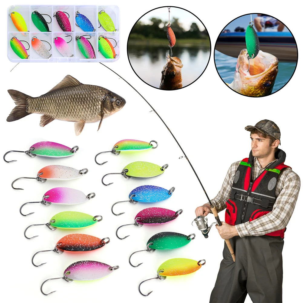12Pcs Realistic Trout Bait with Single Hook- Artificial Trout Spoon