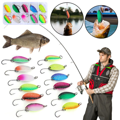 12Pcs Realistic Trout Bait with Single Hook- Artificial Trout Spoon