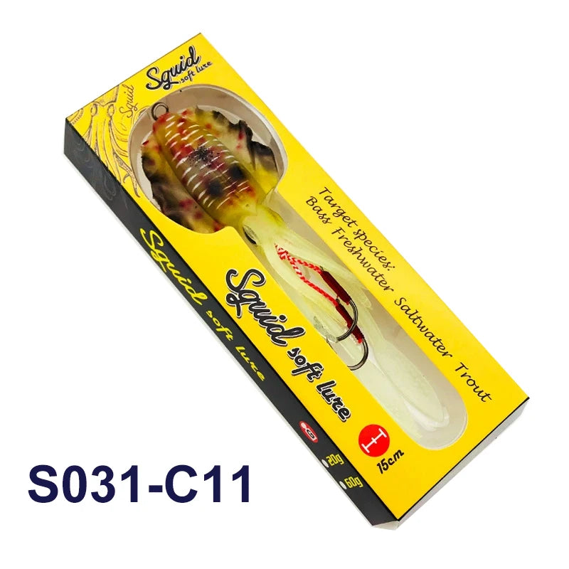 TEASER S031 60g 120g 150g 1Pcs Silicone-Sea Bionics/Swimming, Luminous Soft Squid Jigs