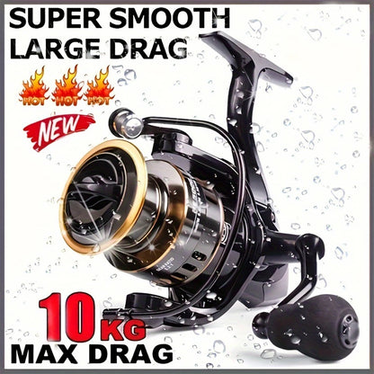 HE6000-7000 Spinning Reel - Smooth 5.2:1 Speed Ratio, 10KG Resistance, Interchangeable Left/Right Hand, Metal Line guide