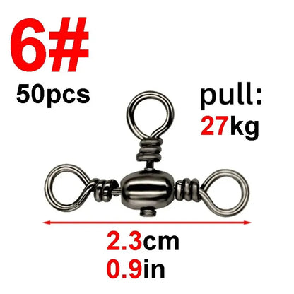 50PCS/Bag Fishing Accessories Black Nickel T-Swivel, for 3-Way Rigging
