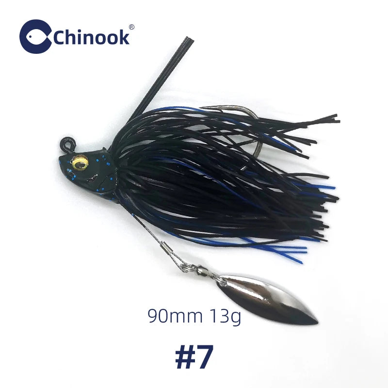 1PCS 13g Metal Jig, Bass Jig, Spinner Bait, Silicone Skirt