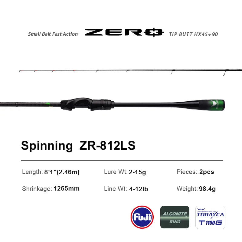 PURELURE ZERO Small Bait, Light, High Carbon, Long Throwing Spinning Rod, BFS , UL , Stream killer