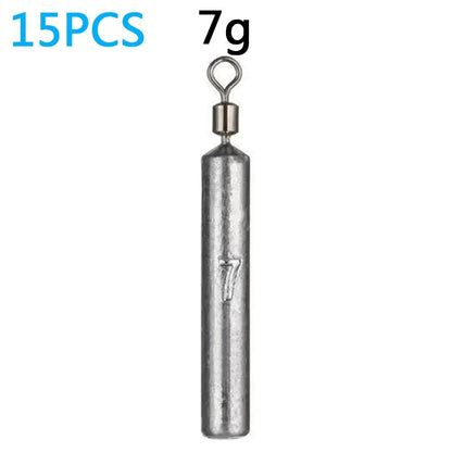 Fishing Weight 15PCS/Lot Sinker Mold 3.5g 5g 7g 10g 14g 20g Tube Bullet