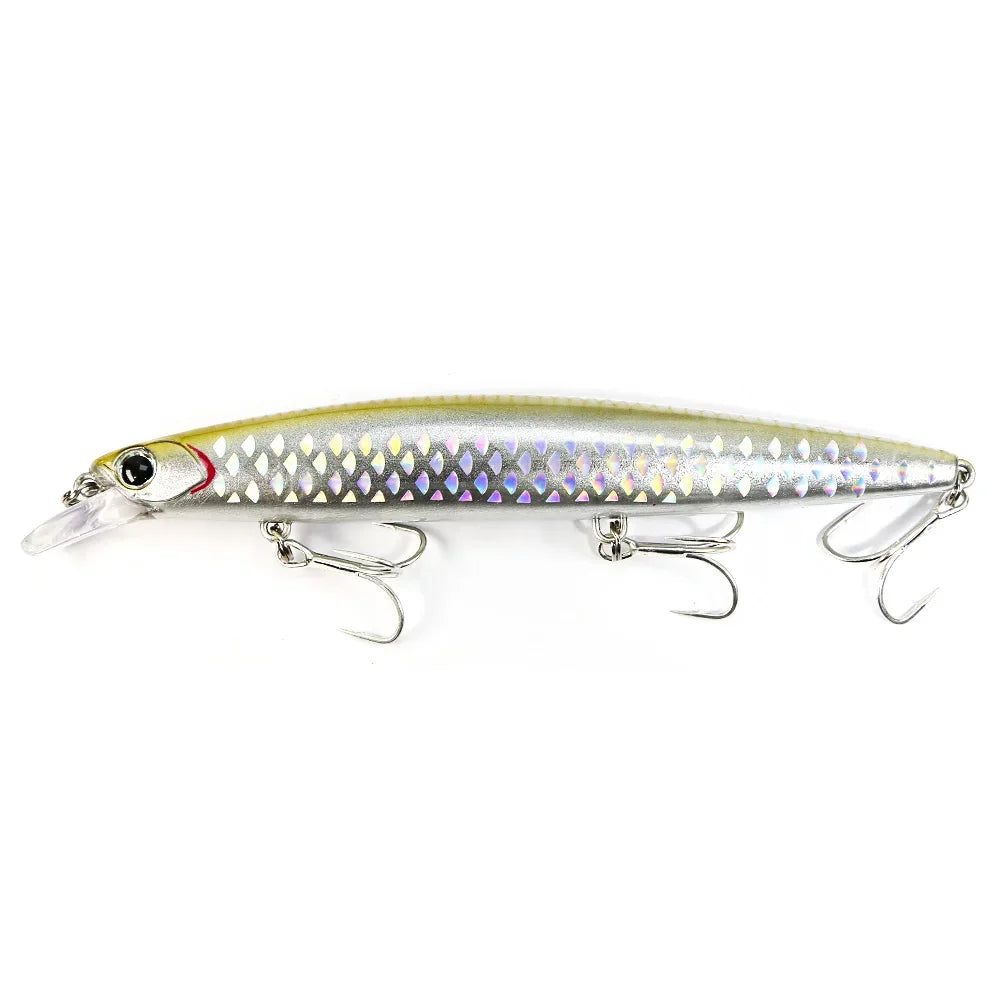B&U 135mm 27.1g Ultra Long Casting 135S Saltwater Sinking Minnow--GREAT for Seabass, Stripers, Salmon, Steelhead, Coastal Trout, Pike, Musky & other PREDATORS