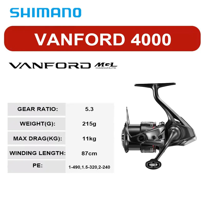 NEW SHIMANO VANFORD Spinning Reel 2500/3000 Series- MGL Rotor Body LONG STROKE Spool- Freshwater/ Saltwater