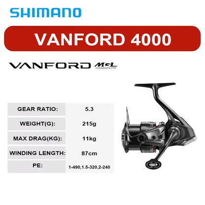 NEW SHIMANO VANFORD Spinning Reel 2500/3000 Series- MGL Rotor Body LONG STROKE Spool- Freshwater/ Saltwater