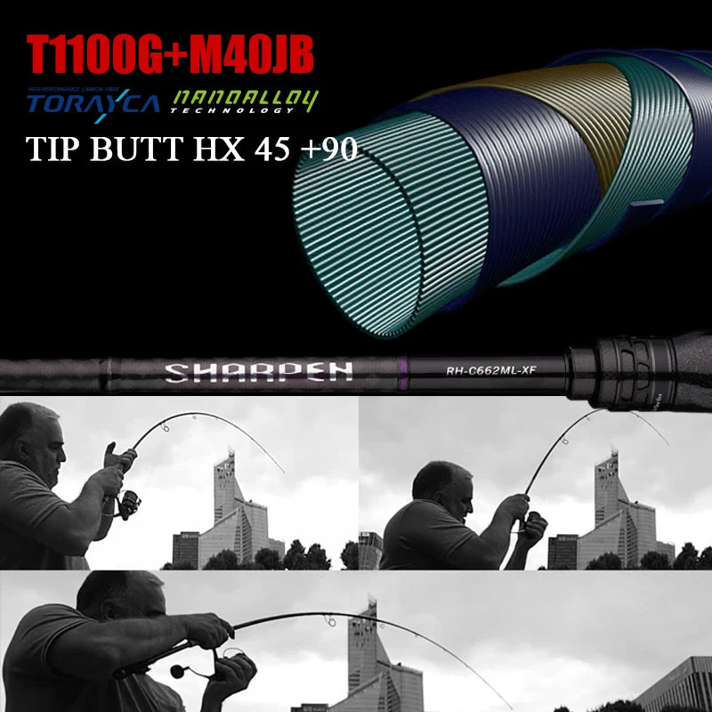 PURELURE SHARPEN Travel Soft Lure Long Spinning and Casting XF/MF Action Rods, FUJI Components- Bass, Pike Rod Fishing Rod