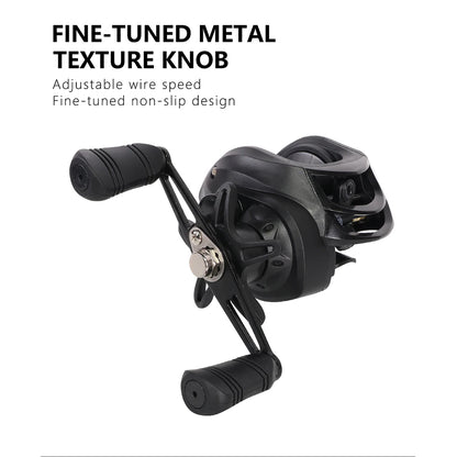 High Performance Baitcasting Reel, 7:2 to 1 Gear Ratio, 10kg Drag, 18 Plus 1BB Ideal for Beginner's Fishing