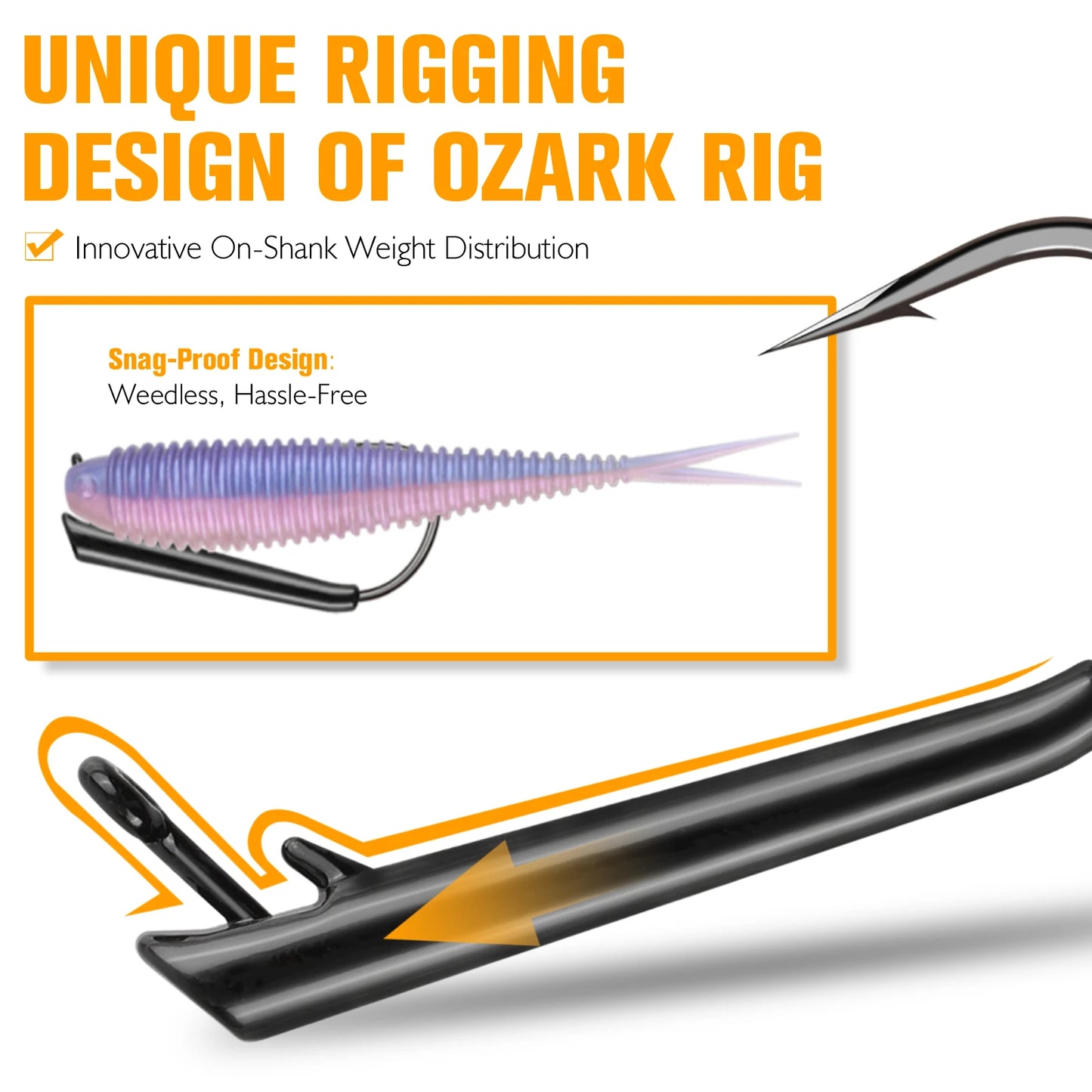 Dovesun 12PCS Ozark Rig Hooks/Jig-Heads, 3/0, for Saltwater & Freshwater