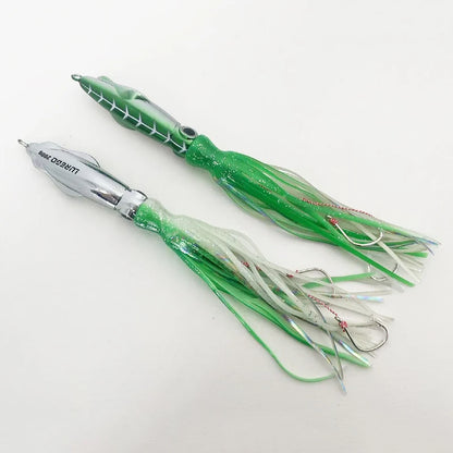 60g、100g、150g、200g Skirted SQUID Lure – Slow Pitch, Jigging/Trolling Lure for Saltwater/Deep Sea Fishing
ALL BILLFISH, MAHI/DORADO, KINGFISH, TUNA, WAHOO, SALMON, STRIPERS...PELAGIC SPECIES