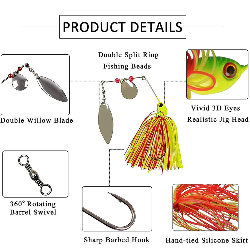 6pcs  Spinnerbait set- Great for BASS, PIKE, TROUT & other PREDATORS