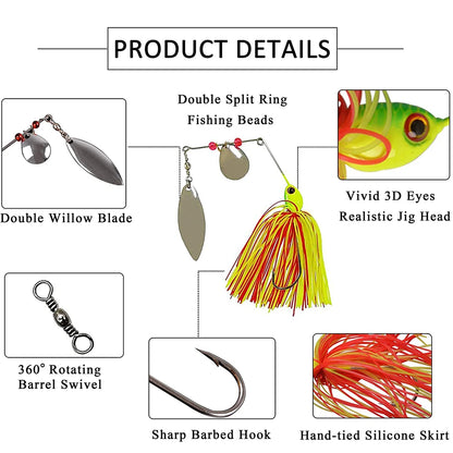 6pcs  Spinnerbait set- Great for BASS, PIKE, TROUT & other PREDATORS