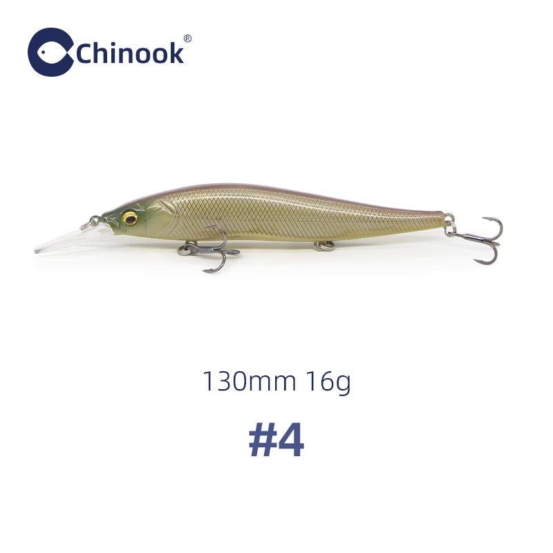 Chinook 130mm16g Minnow Jerkbait, Depth 2-3m Suspending Fishing Lure ,aka: Vision110