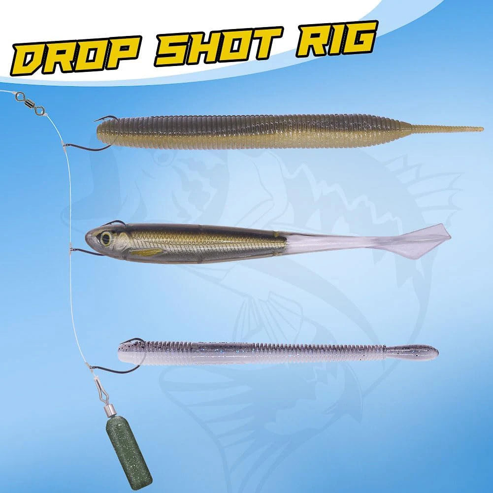 FishTrip 50-200pcs Drop Shot Hooks for Bass Fishing, High Carbon Steel- Wacky Hook