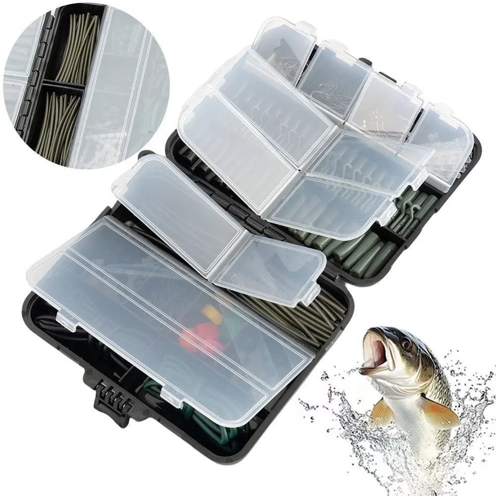 277Pcs  Fishing Accessories with Storage Box, Carp Fishing Rigs, Assortment Rust Proof Swivels, Terminal Rigs for Bass Trout and more
