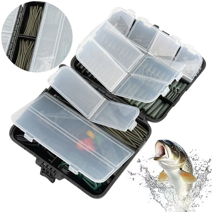 277Pcs  Fishing Accessories with Storage Box, Carp Fishing Rigs, Assortment Rust Proof Swivels, Terminal Rigs for Bass Trout and more