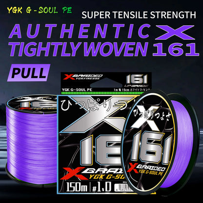 2026NEW YGK X16 PE Braided Fishing Line 16 Strands, Purple, Ultra Smooth Multifilament PE Line 100/150/200/300/500M Japan Quality