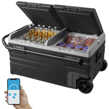 SucceBuy 75L 95L Small Fridge, Portable Mini Dual Storage Zone Refrigerator Compressor  Freezer